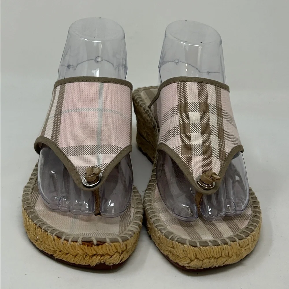 Burberry Mews Espadrille Wedges Nova Check Pattern Size 41